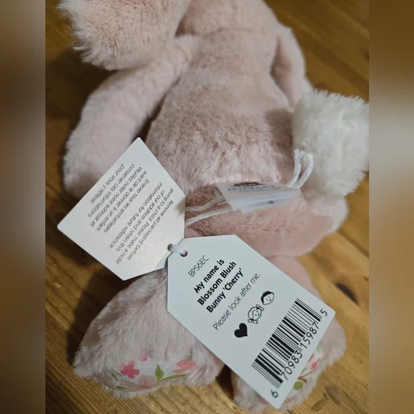 JELLYCAT Blossom Blush Bunny Cherry Little 7x4" Soft and Plush NWT - Picture 5 of 5